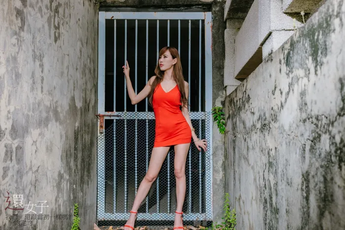 [Mzsock] NO.047 Abby red dress short skirt high heels beautiful legs outdoor shot street photography#[106P]-44